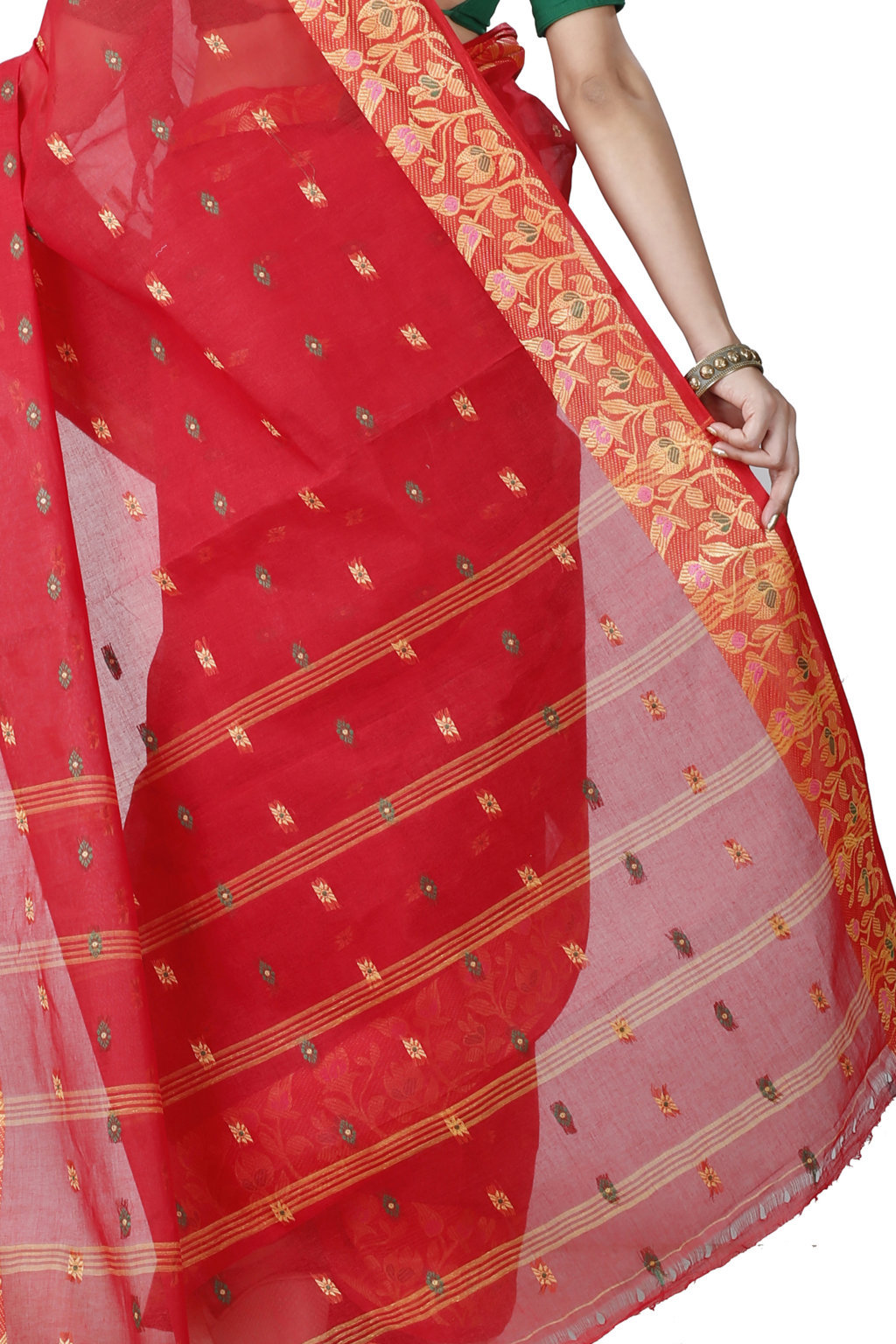 Red Pure Cotton Gopika Tant Saree (1058)